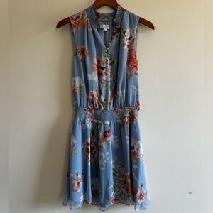Ruffled Floral Intermix Mini Dress Size 6
